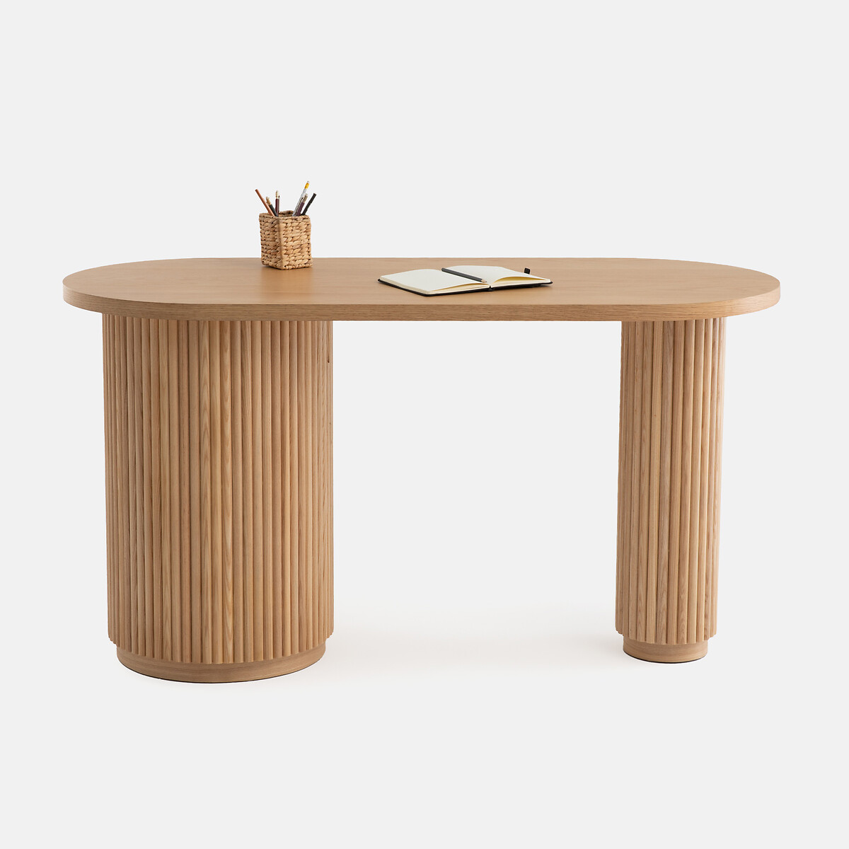 Bureau forme organique, 1 porte, Genna plaqué chêne, LA REDOUTE INTERIEURS