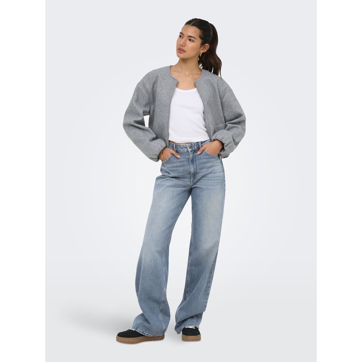 Jean À Jambe Large special blue grey denim, ONLY