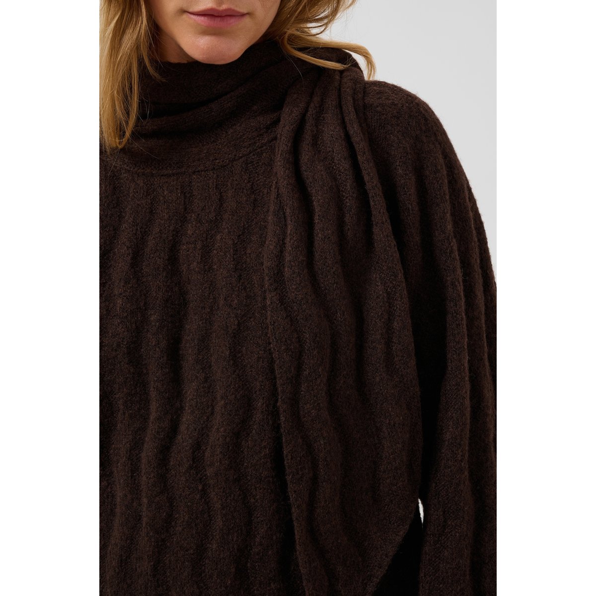 Pullover tricoté marron ganache melange, SOAKED IN LUXURY