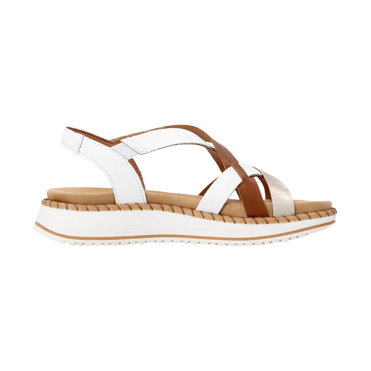 Sandale Cuir Compensée blanc combi, REMONTE