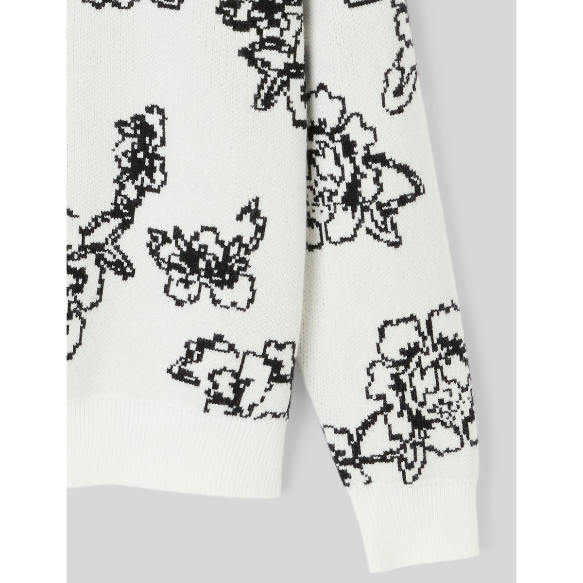 Pull jacquard fleurs blanc écru, BZB