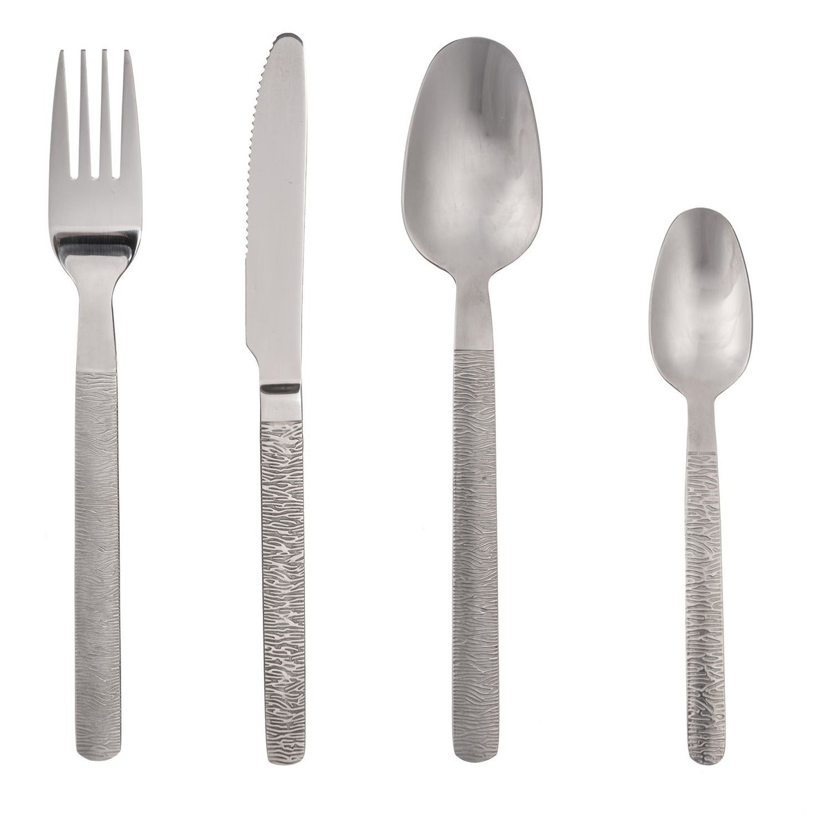 Lot de 2 ménagères à motifs en acier inoxydable 24 pièces JUNGLE argent, TOILINUX