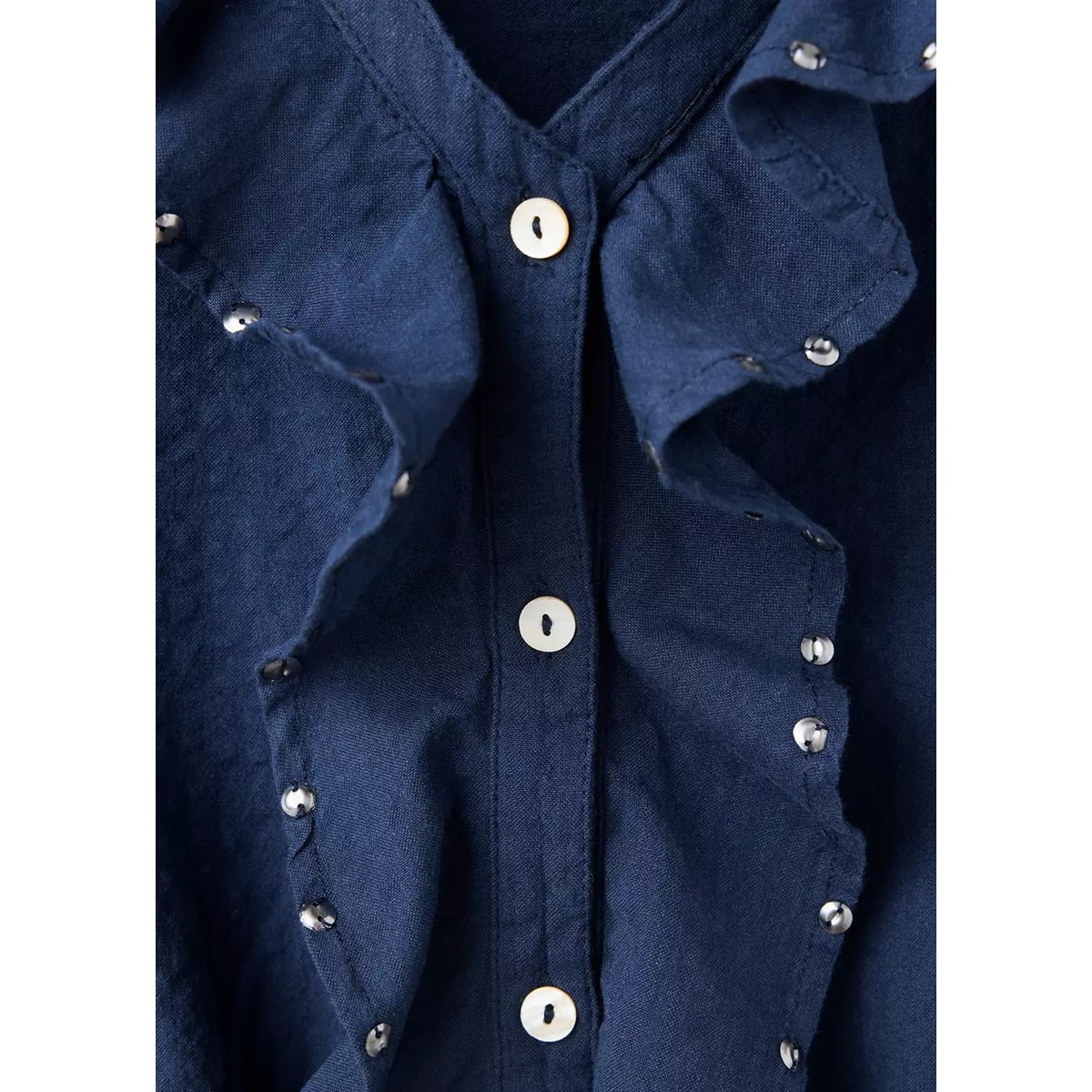 Blouse à volants détail sequins bleu marine, MANGO KIDS