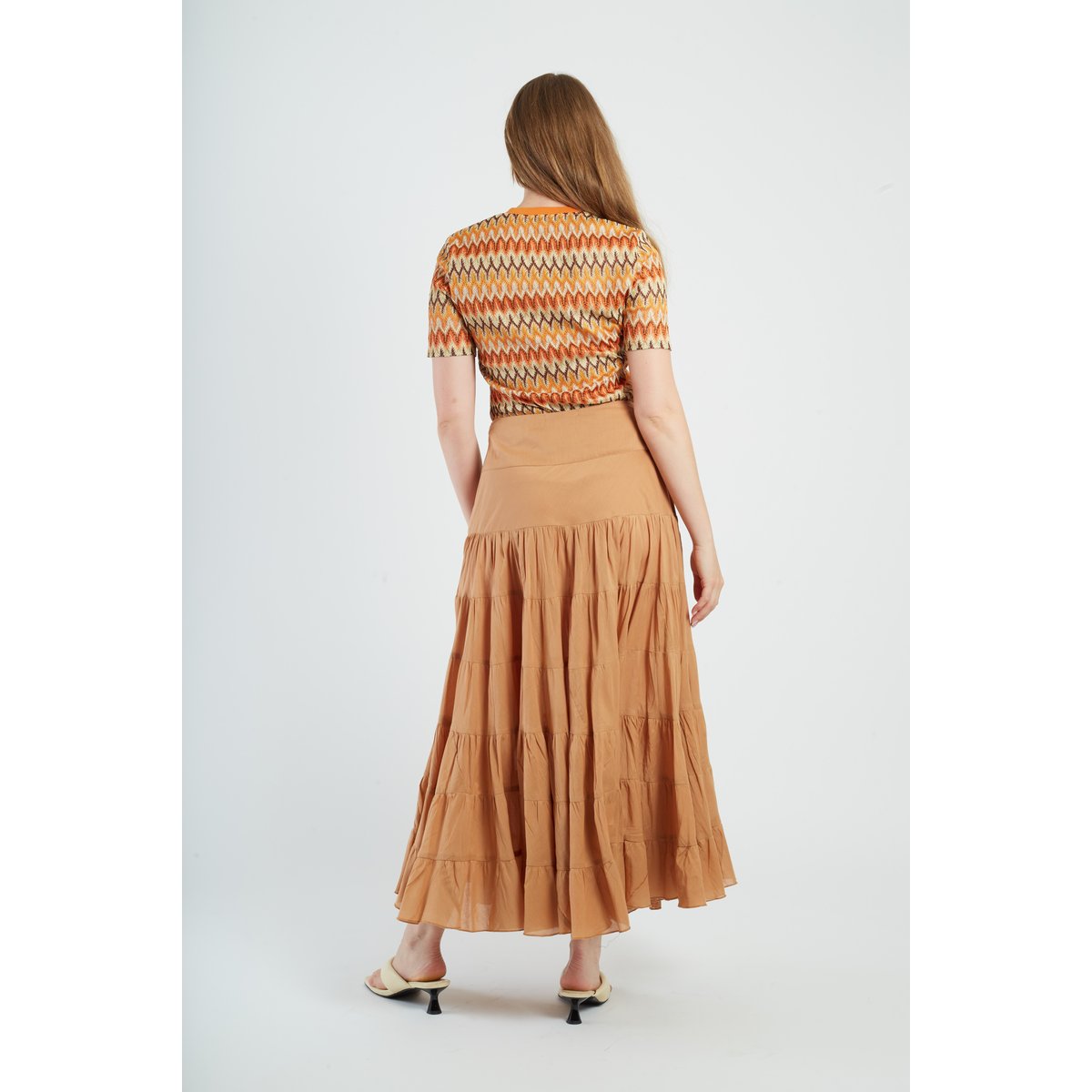 Jupe longue unie en coton DAHLIA beige, DERHY