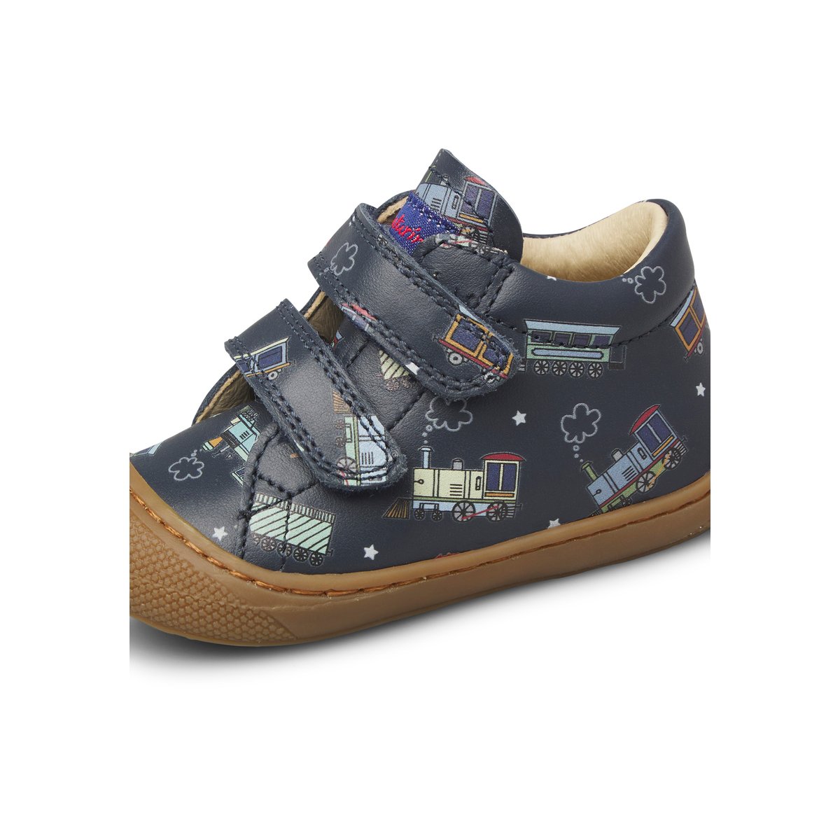 Chaussures premiers pas en cuir COCOON VL marine-marron, NATURINO