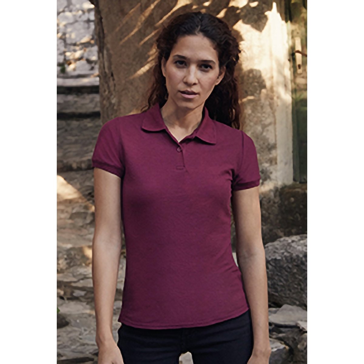 Polo manches courtes bordeaux, FRUIT OF THE LOOM