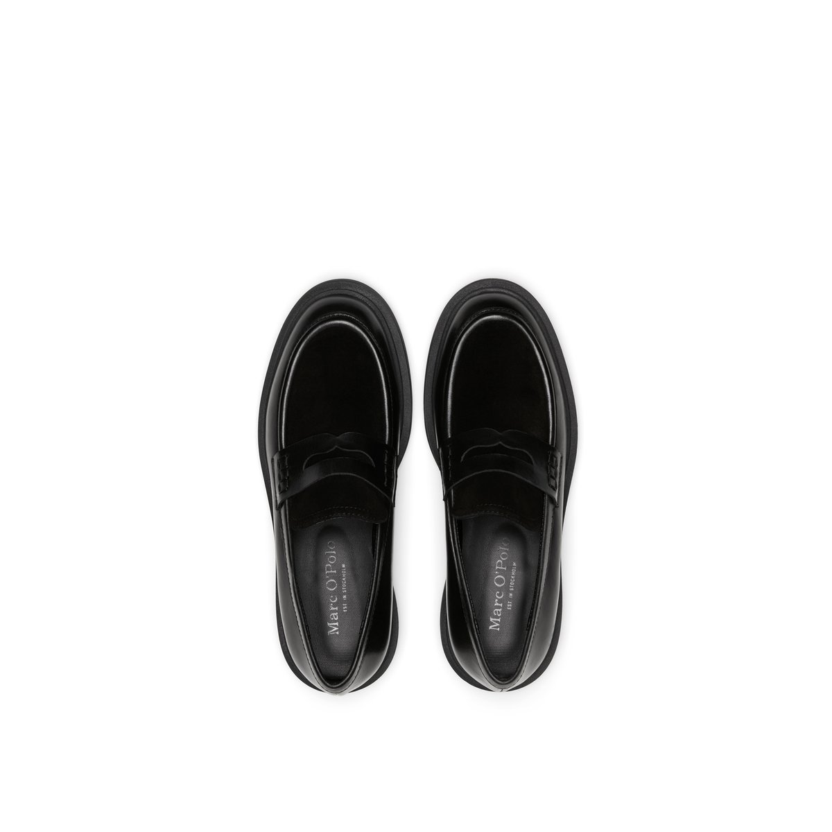 Penny-Loafer modèle Lea en mélange de cuir : lisse et velours noir, MARC O'POLO