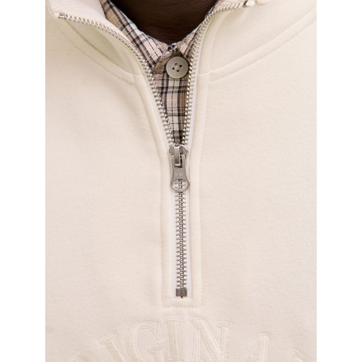 Sweat À Mi-Fermeture Éclair antique white, JACK & JONES