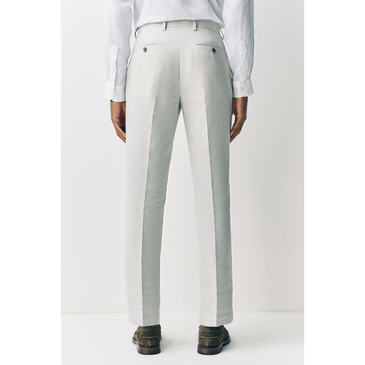 Pantalon de costume ajusté en lin texturé écru, NEXT