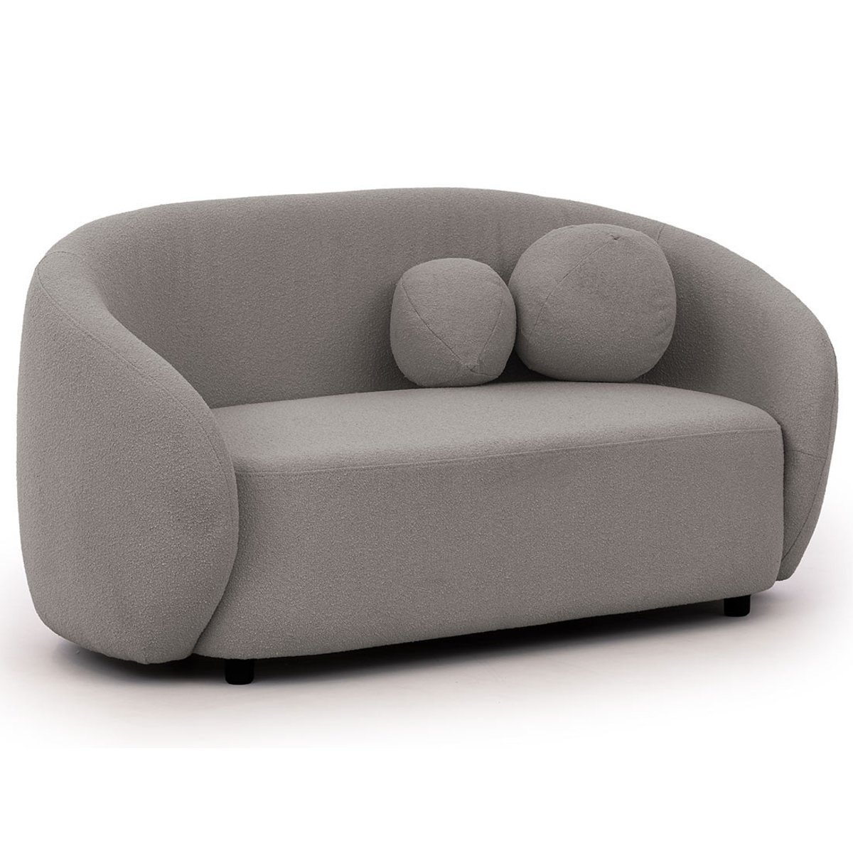 Flore - Canapé droit 2 places en tissu bouclette gris, BEST MOBILIER