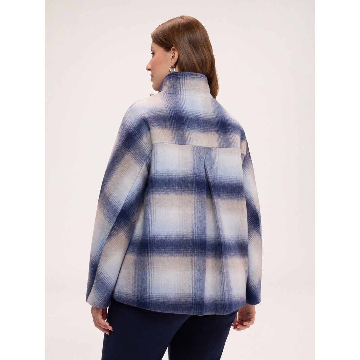 Manteau court à motif à carreaux bleu, FIORELLA RUBINO
