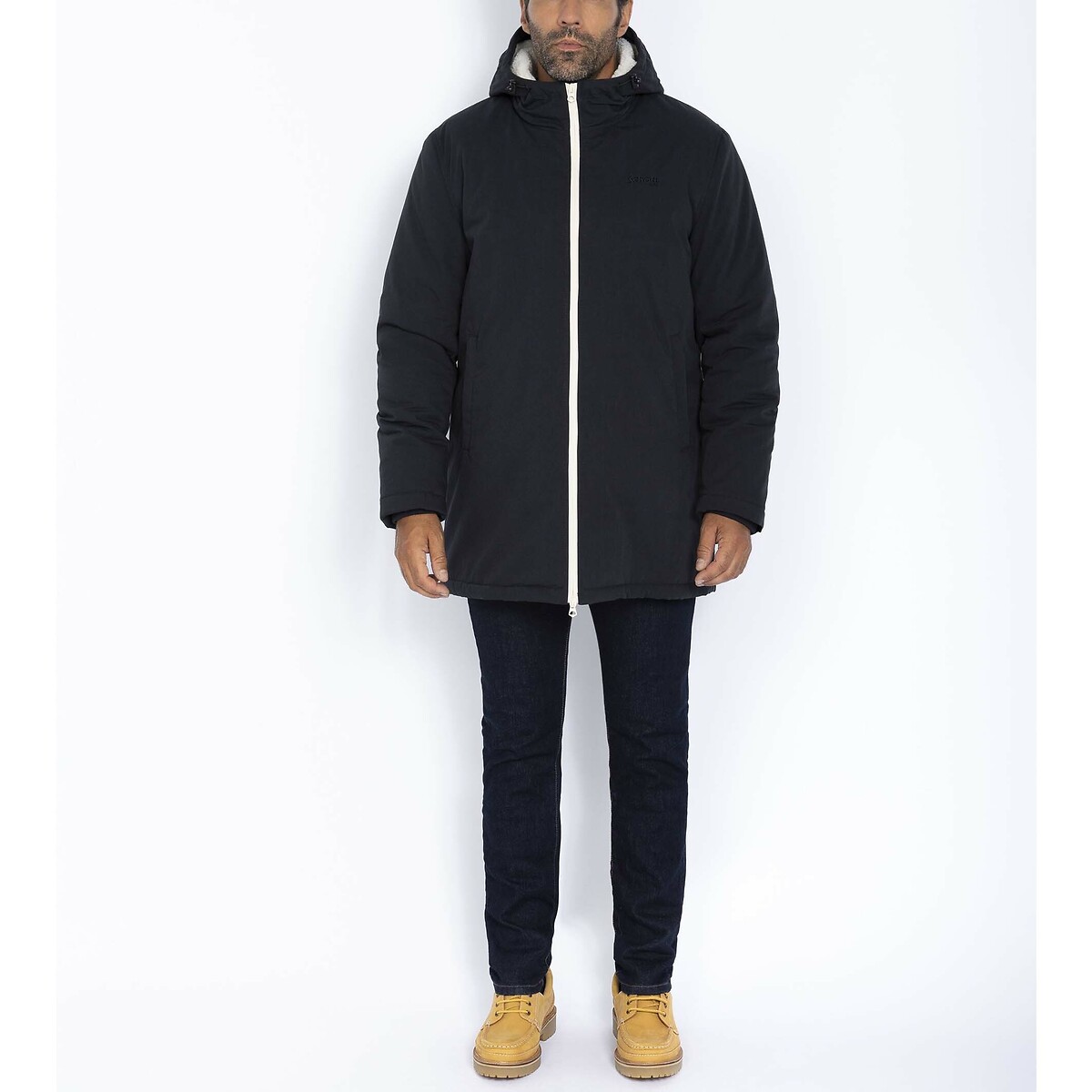 Coupe-vent long BLUSTER doublé sherpa bleu marine, SCHOTT