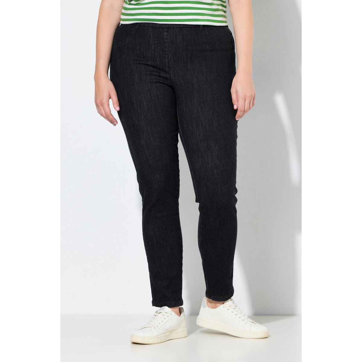 Jegging en coton bio noir, ULLA POPKEN