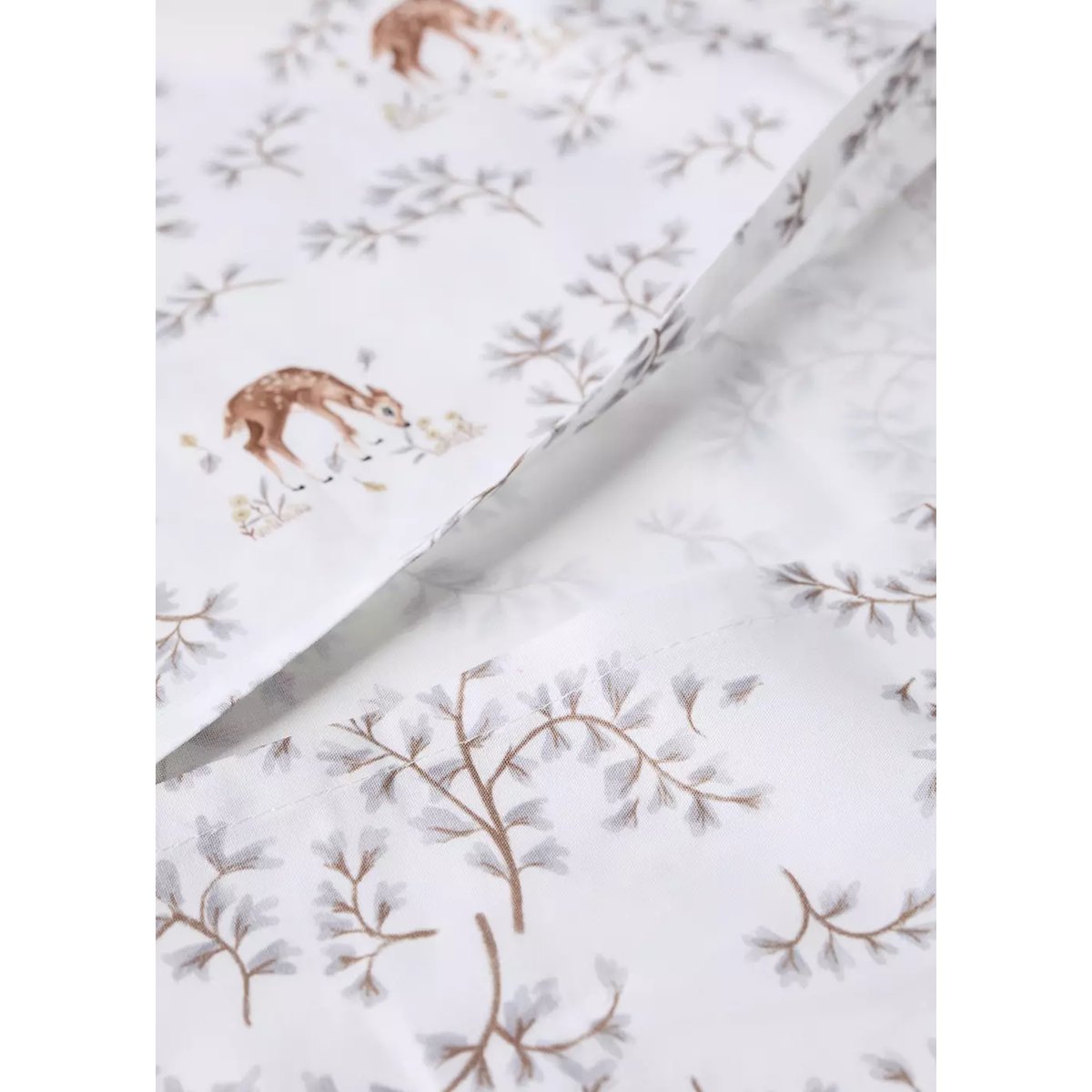 Housse de couette berceau 100 % percale de coton imprimée gris, MANGO HOME