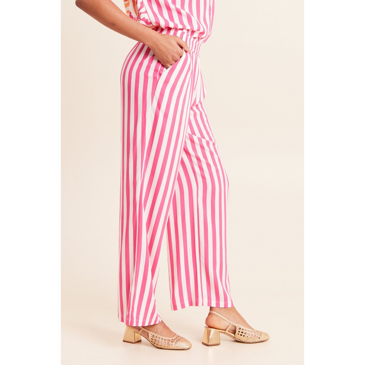 Pantalon fluide et large taille standard rose fushia, BREAL