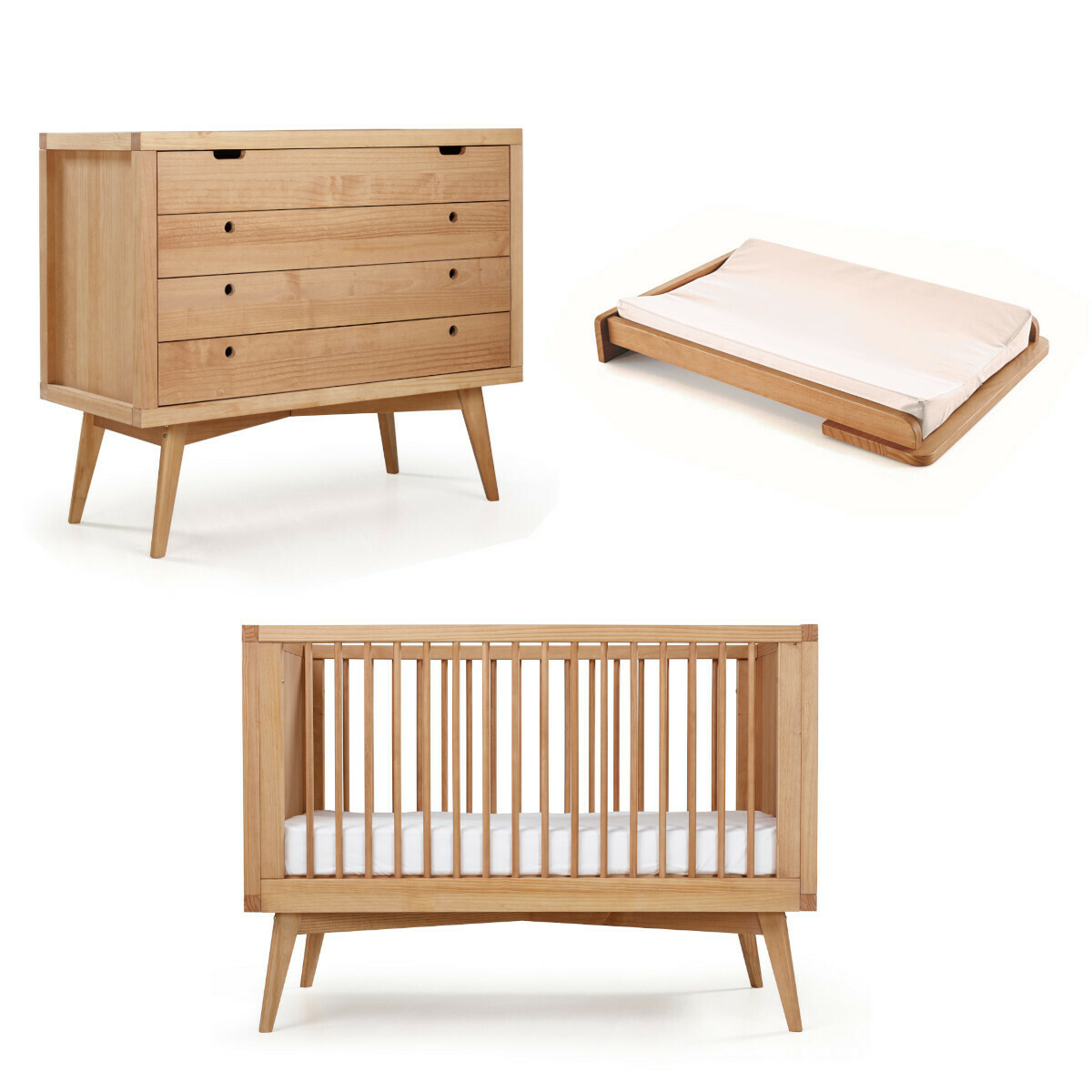Chambre complète Montessori bébé Bois massif MARLEY bois, AKITEN RETAIL