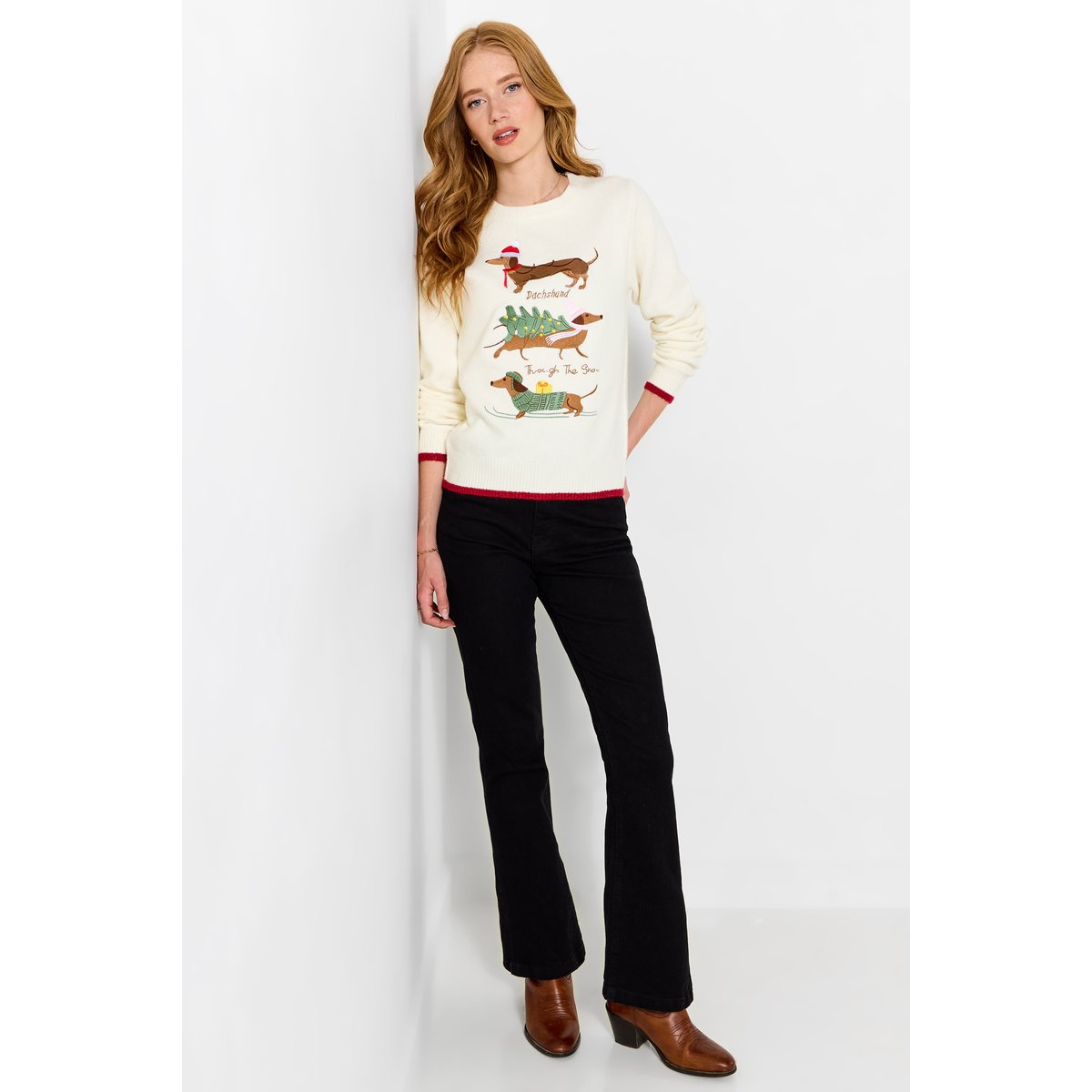 Pull Brodé Teckels Darcie beige, JOE BROWNS