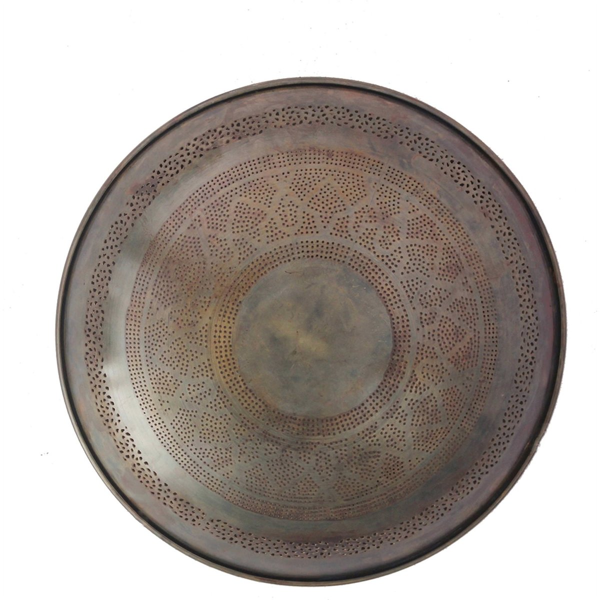 Applique murale ronde en métal effet ajouré cuivre patiné doré oriental, RECOLLECTION