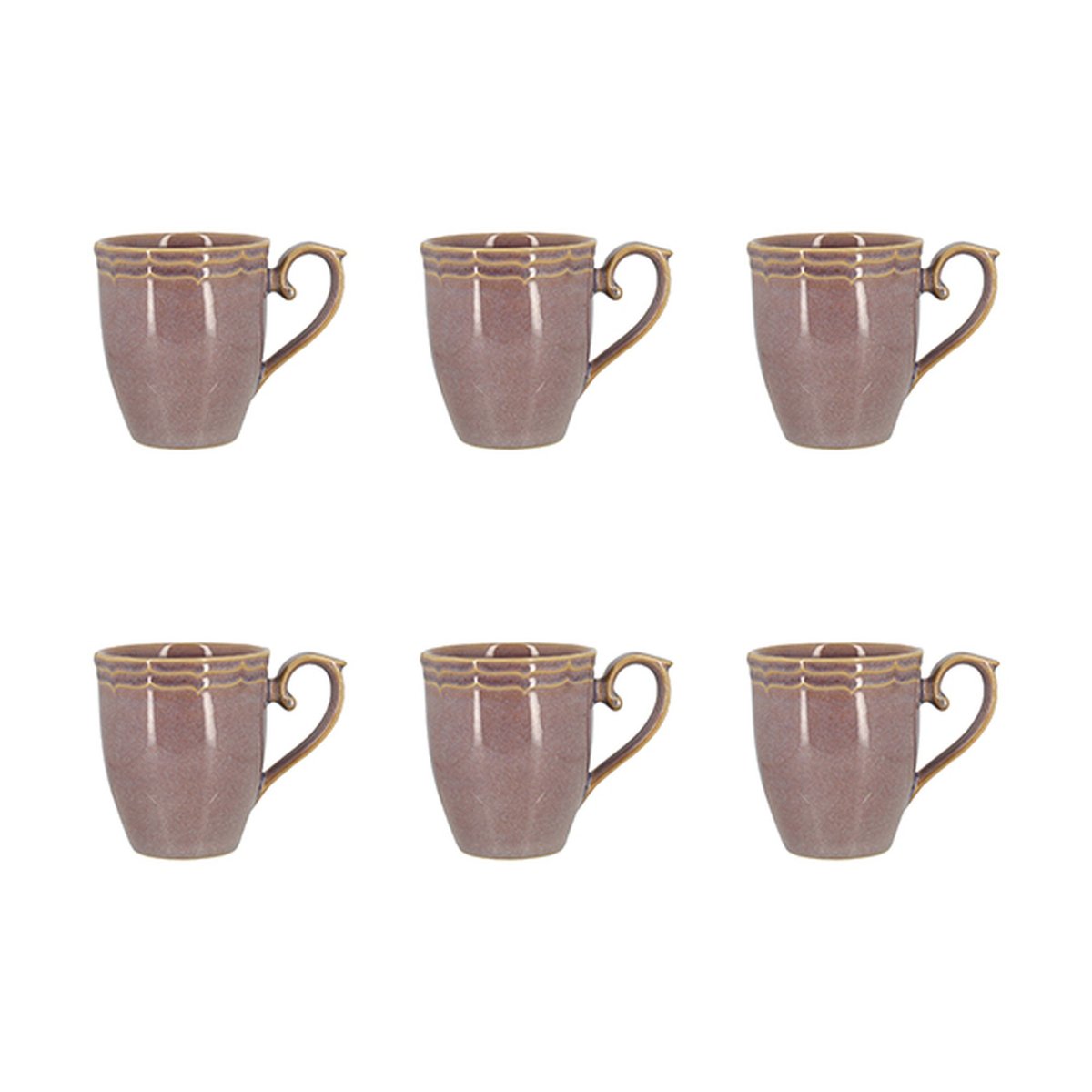 Lot de 6 mugs 30cl en grès, SIGNATURE violet, NOVASTYL