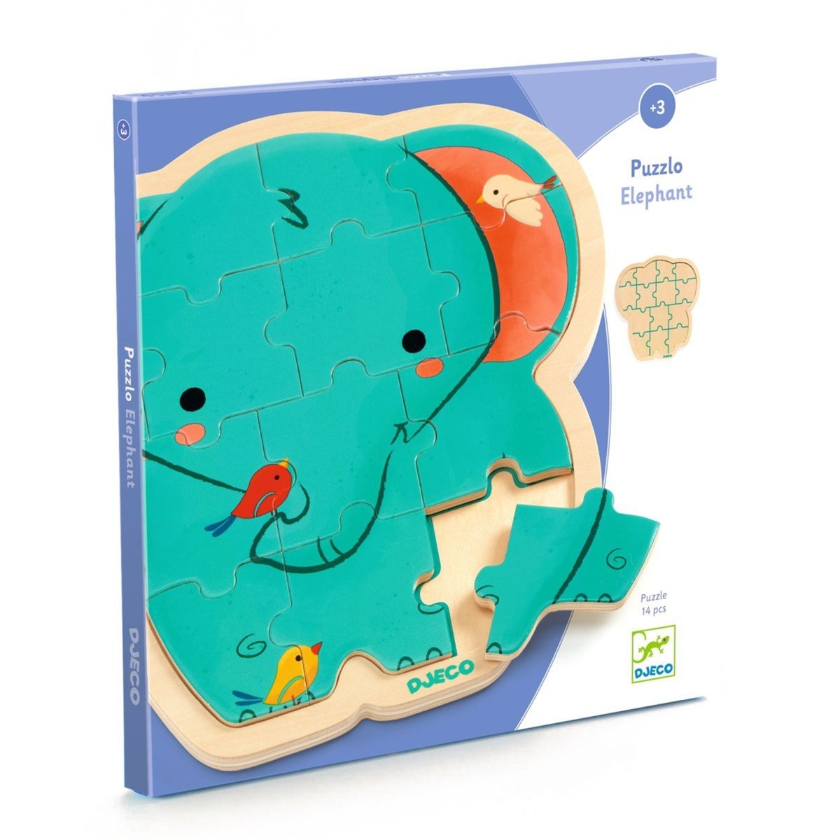 Puzzle en bois Éléphant multicolore, DJECO