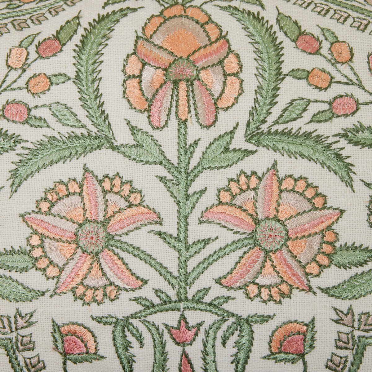 Housse De Coussin en Broderie florale MIRCEA ivoire et pastels, MADURA