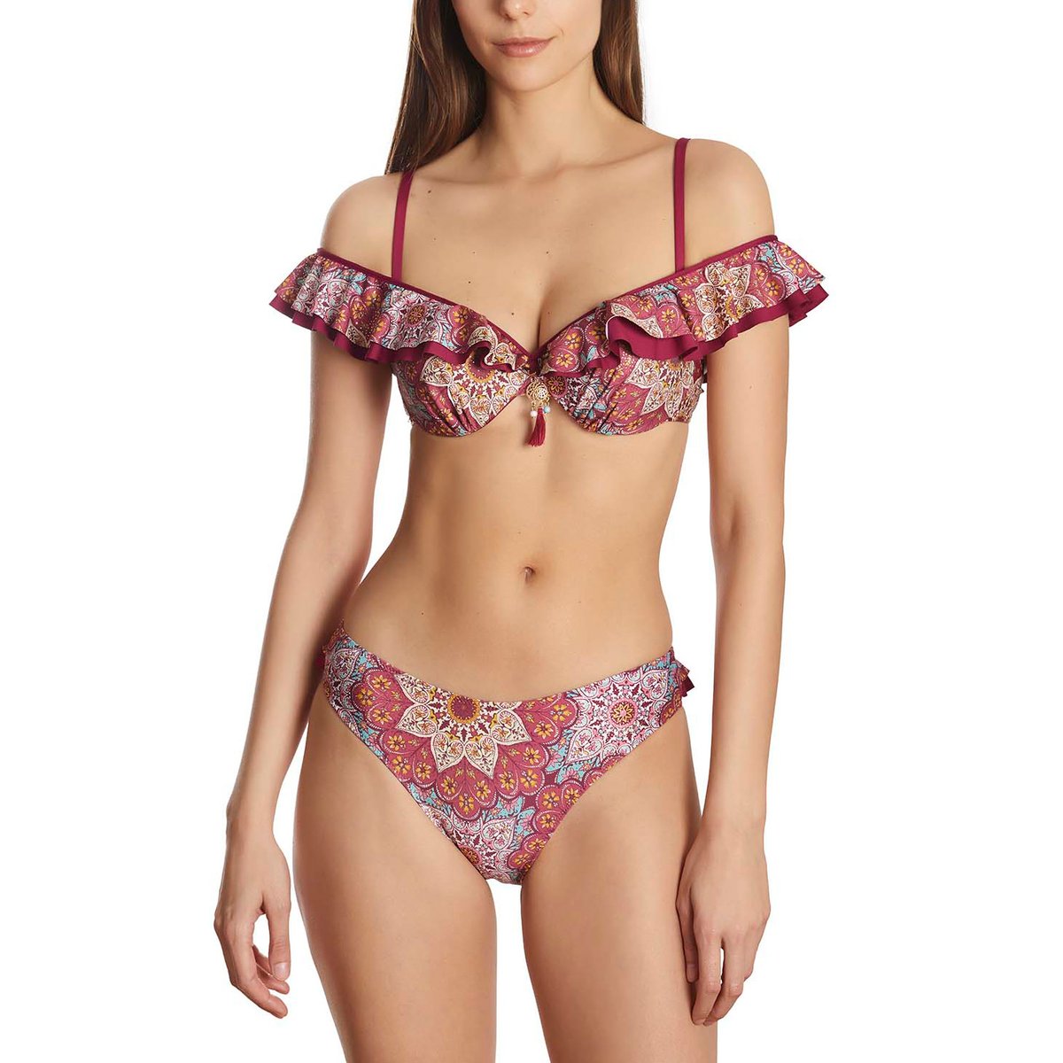 Haut maillot de bain balconnet multipositions Mandala prune, SELMARK MARE