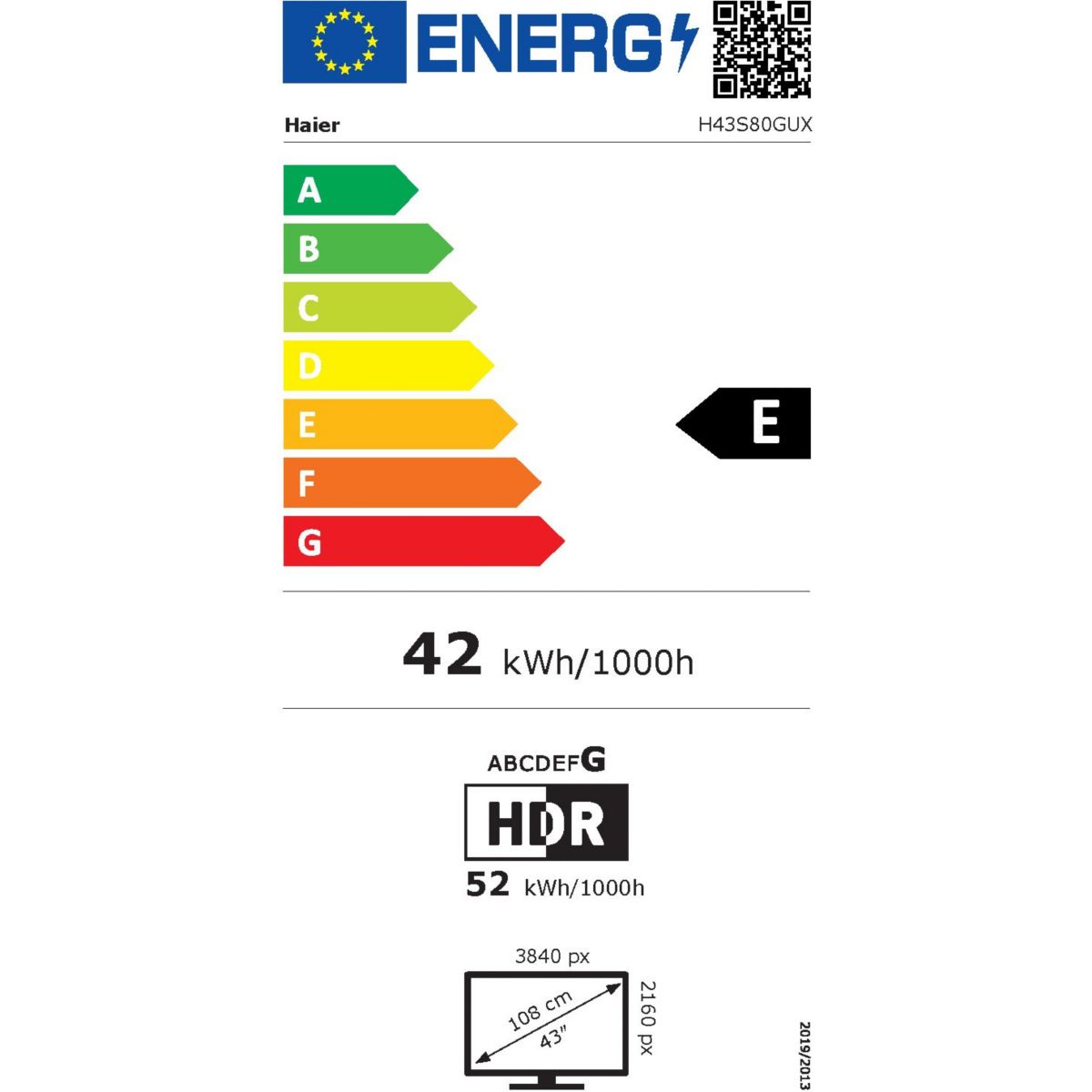 TV QLED H43S80GUX (2026) 43" (109 cm) couleur unique, HAIER