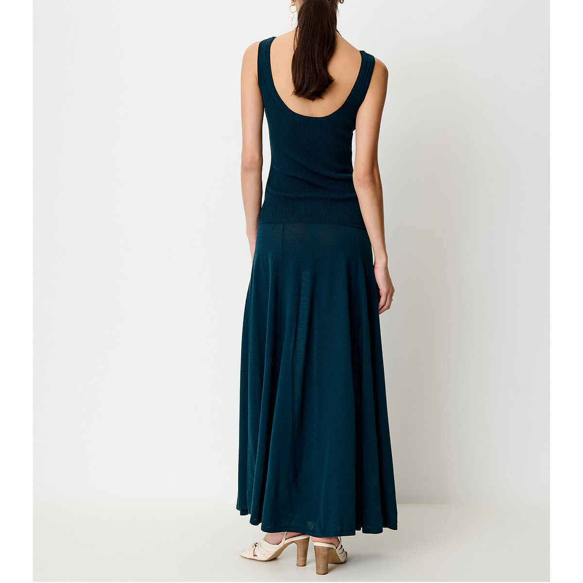 Abito lungo senza maniche in maglia, DESNA blu pavone, SESSUN