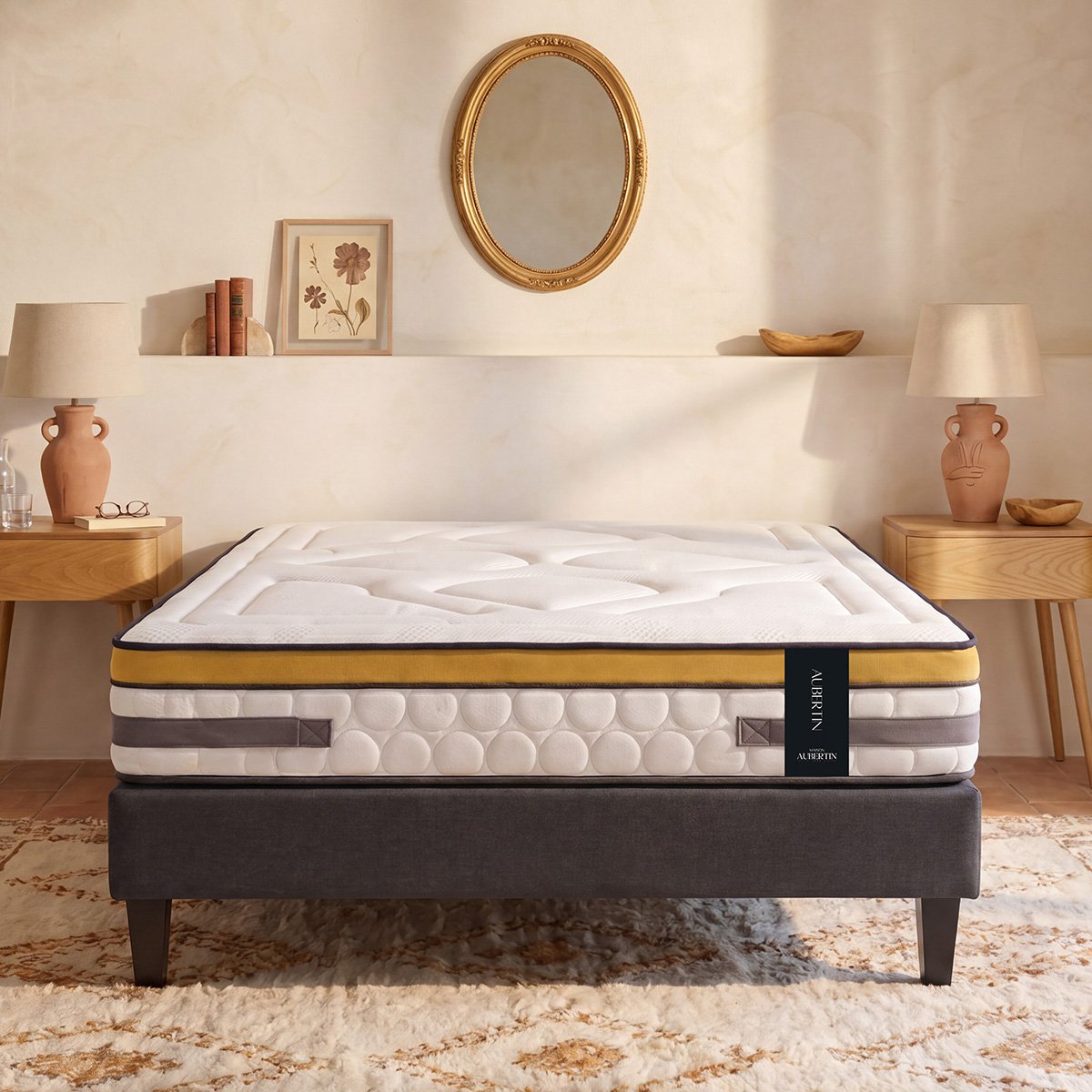 Matelas Ressorts ensachés et Mémoire de Forme - 24 cm - AUBERTIN blanc, MAISON AUBERTIN