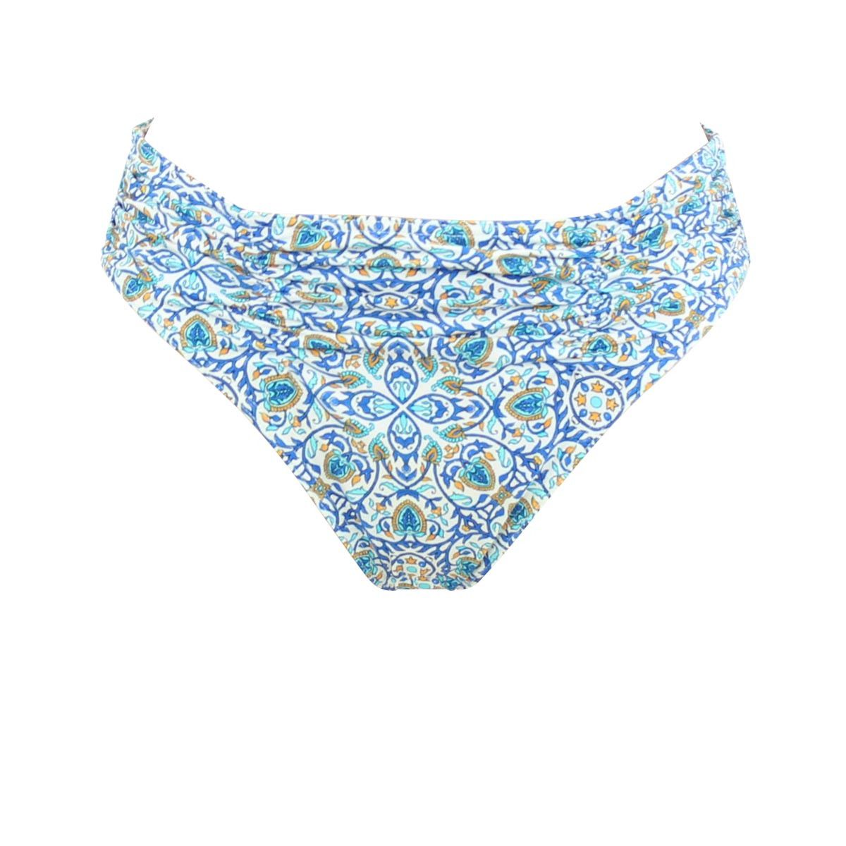Bas de maillot culotte drapée Oia turquoise, LAURA BY JANINE ROBIN