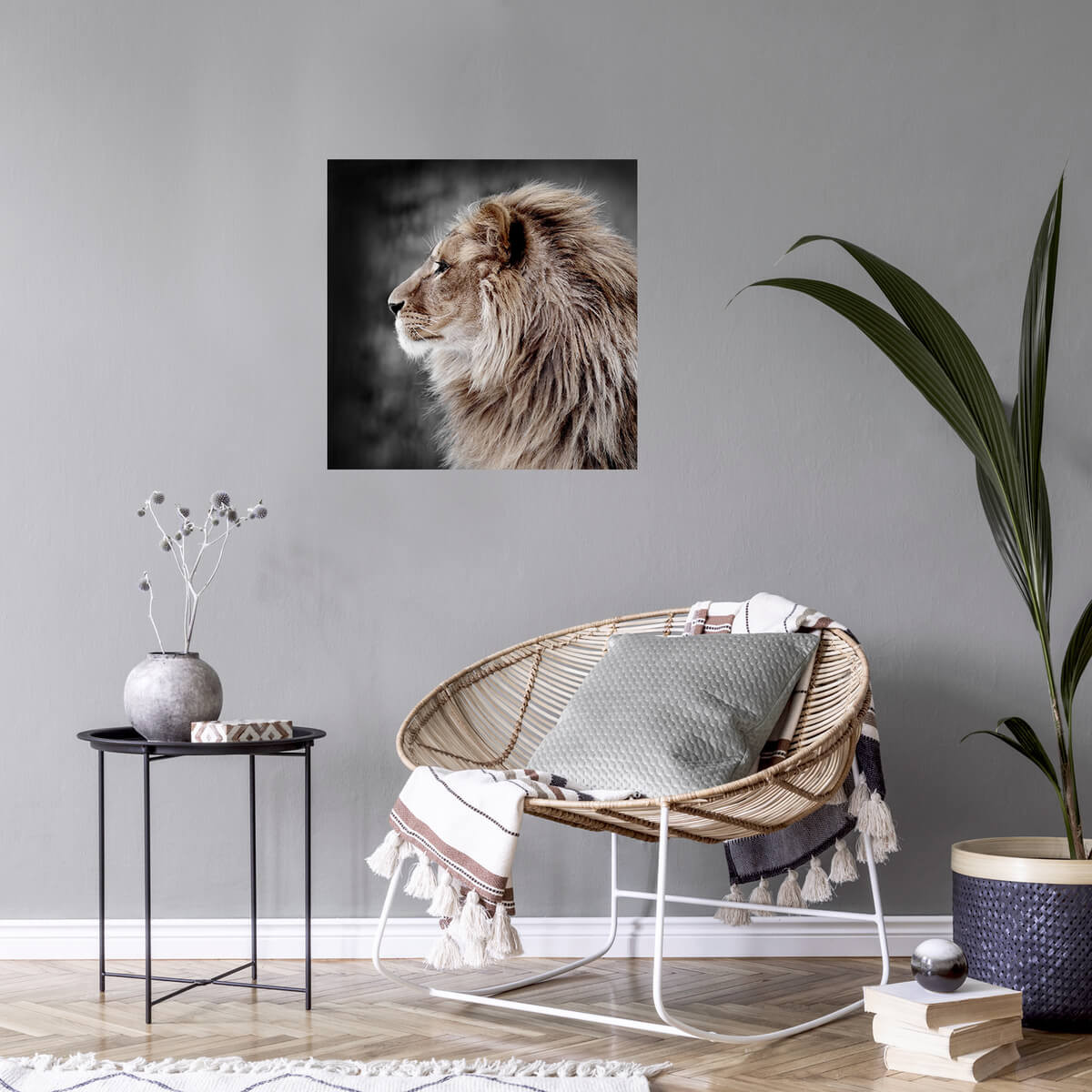 Tableau Mural Lion De Profil ANIMAUX tableaux sur toile-gris, CEANOTHE