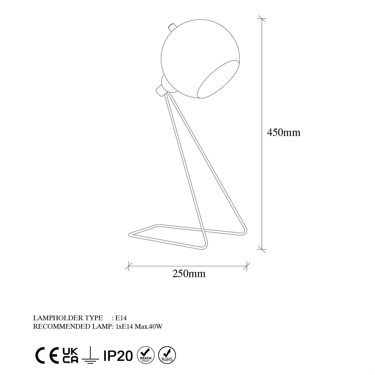 Lampe à poser design noire, abat-jour rond en métal SILE noir, PIER IMPORT