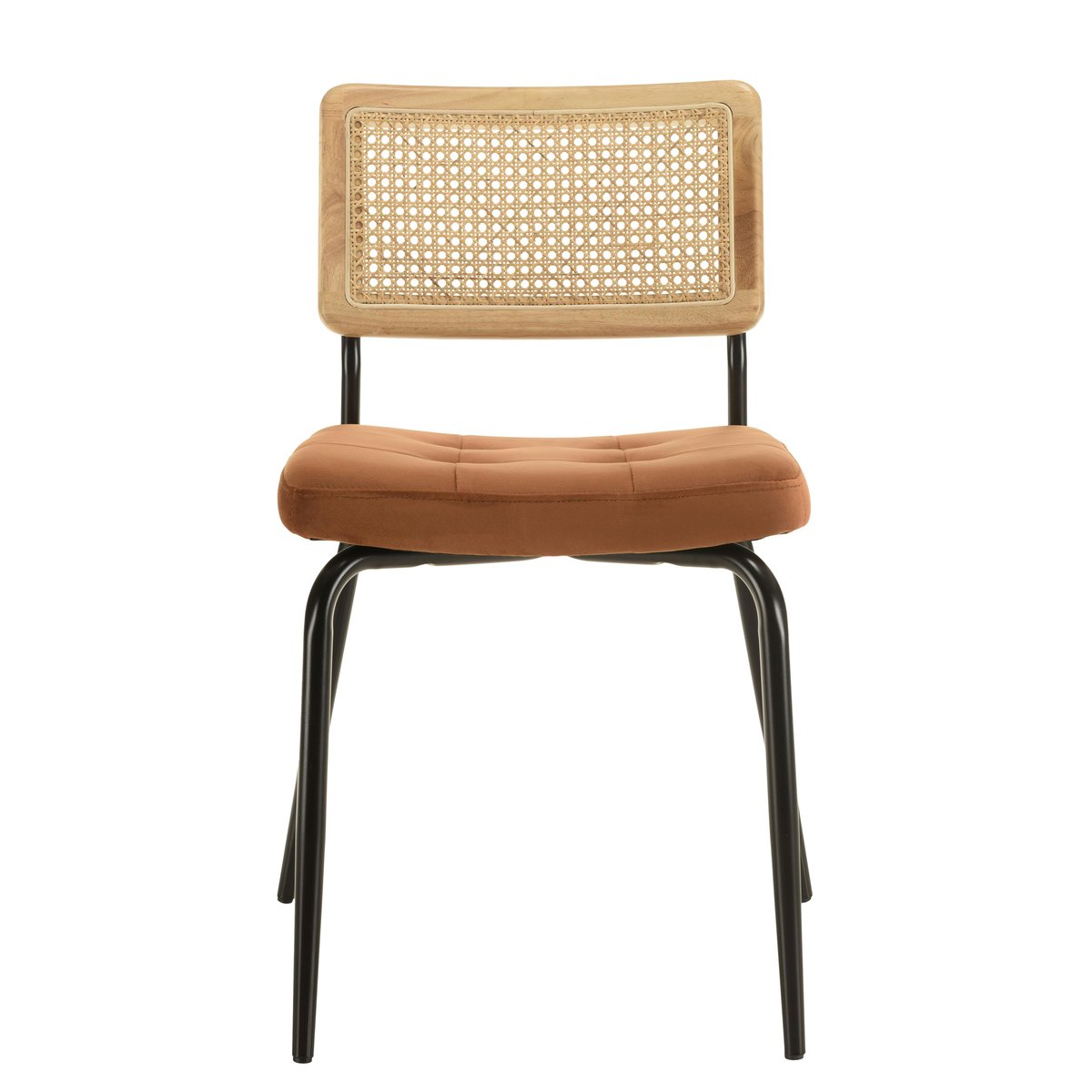 Chaise assise velours orange capitonné dossier cannage (lot de 2) TIM orange, PIER IMPORT