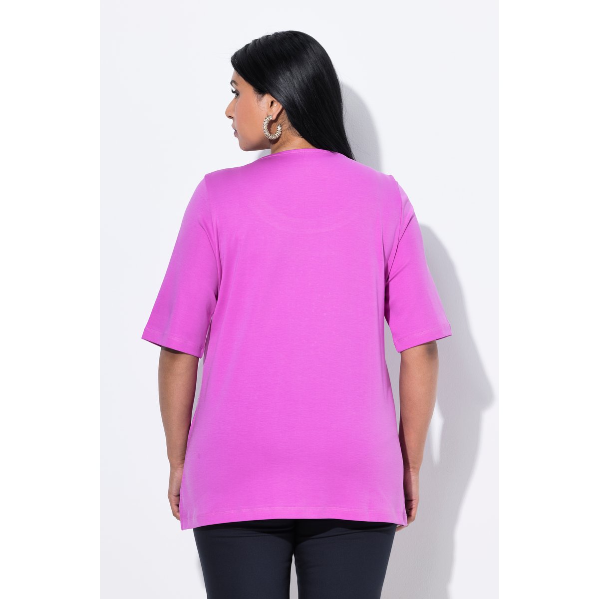 T-shirt en coton Pima fuchsia, ULLA POPKEN