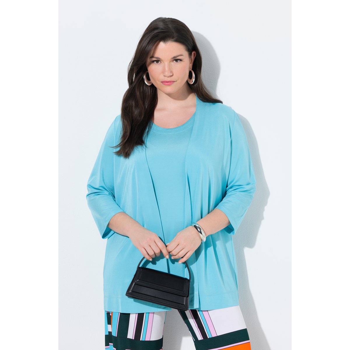 Veste en piqué au tombé fluide bleu turquoise, ULLA POPKEN