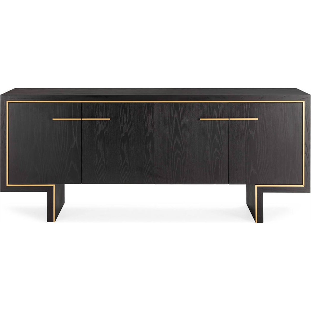 Buffet en frêne et métal noir et doré, RECOLLECTION