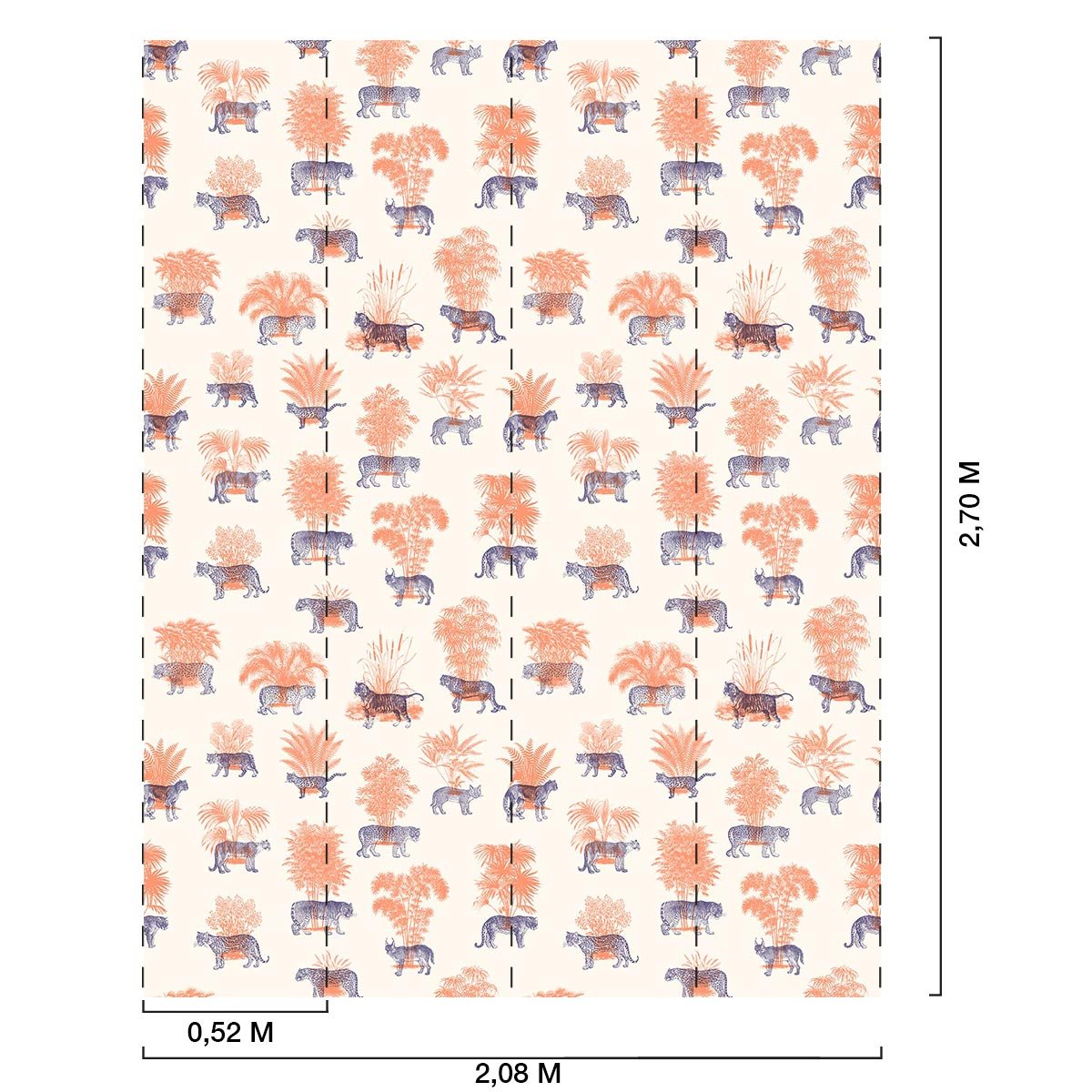 Papier peint tigre en toile de jouy intissé, HEXOA