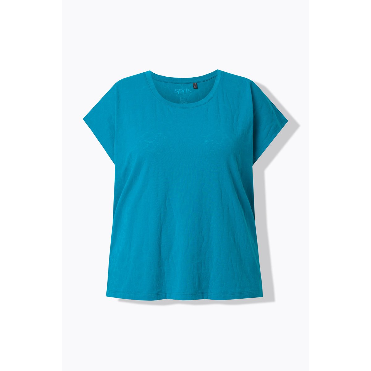 T-shirt oversize à col rond, tissu dévoré bleu fumé, ULLA POPKEN
