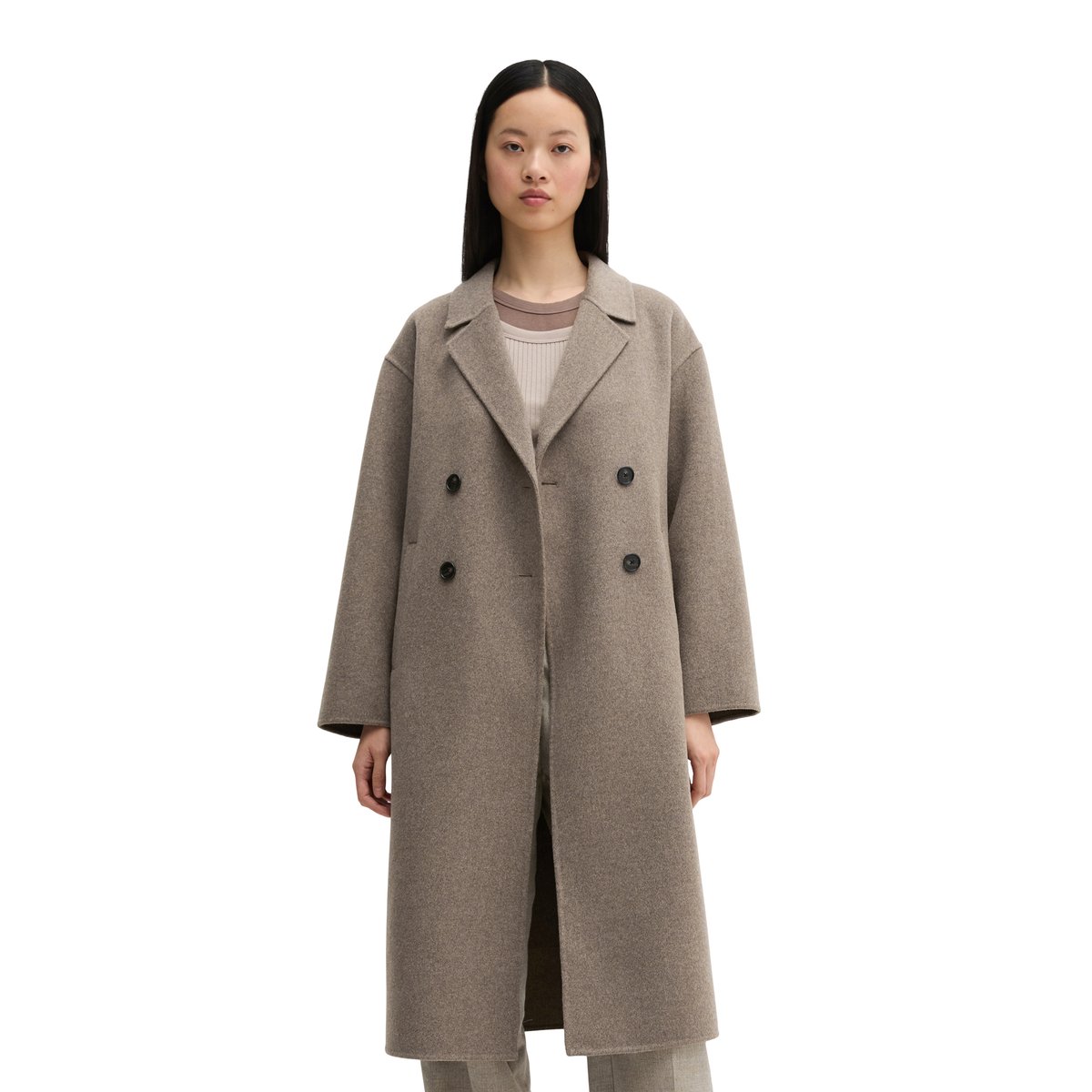 Manteau en laine relaxed en double face mélangée de haute qualité beige, MARC O'POLO