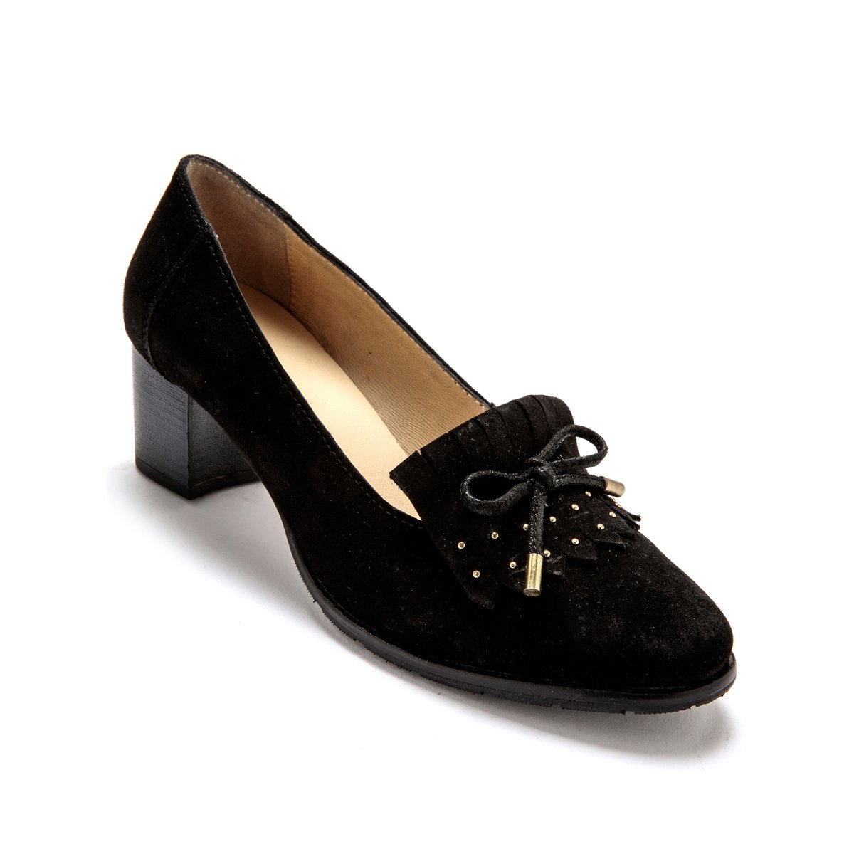 Trotteurs en cuir franges et clous noir, PEDICONFORT