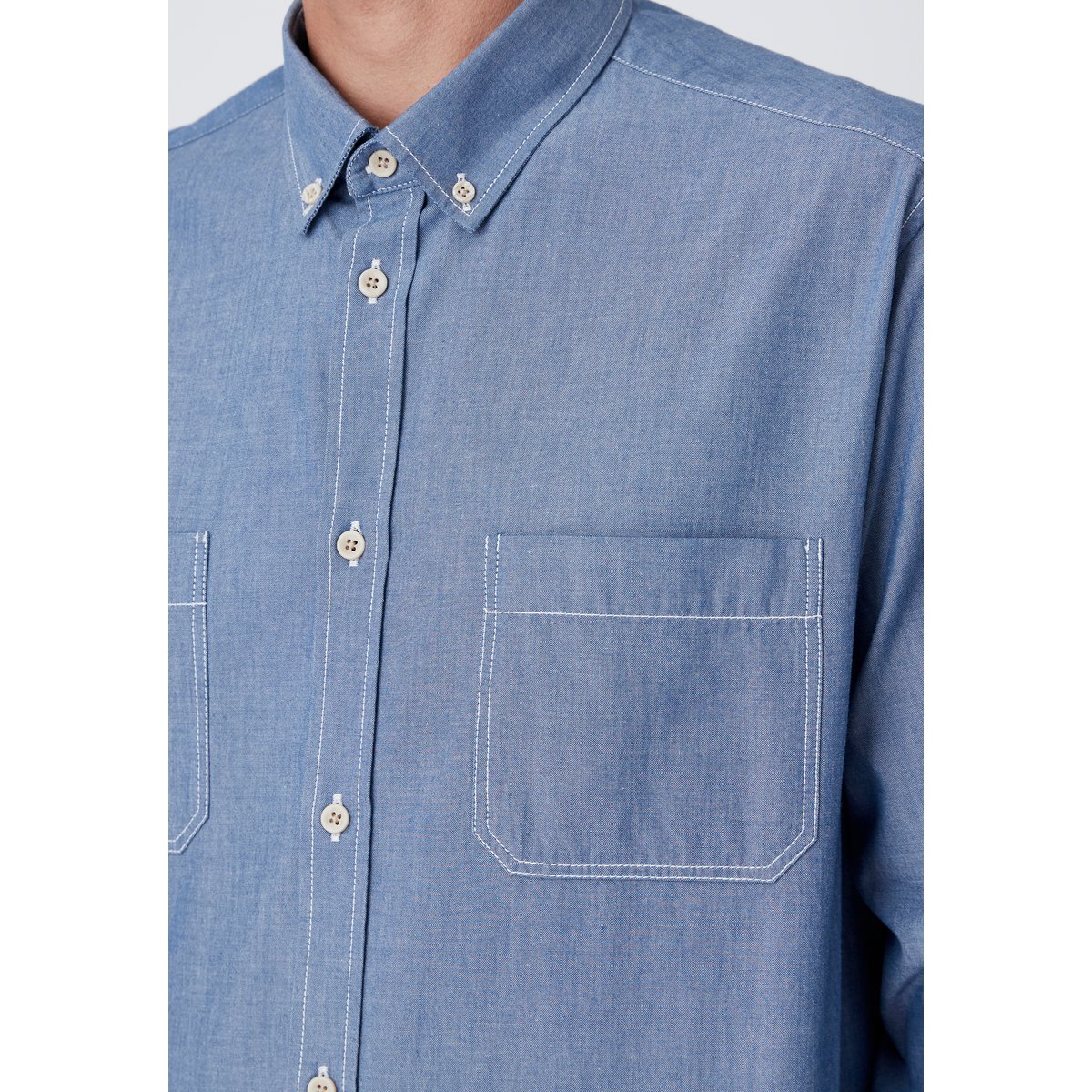 Chemise tissu chambray bleu chambray, DAMART
