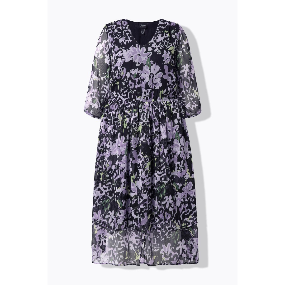 Robe midi en mousseline à fleurs lavande, ULLA POPKEN