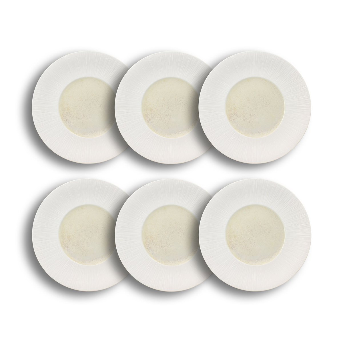 Lot de 6 assiettes plates en porcelaine 31cm, URUS beige-blanc, OGO LIVING