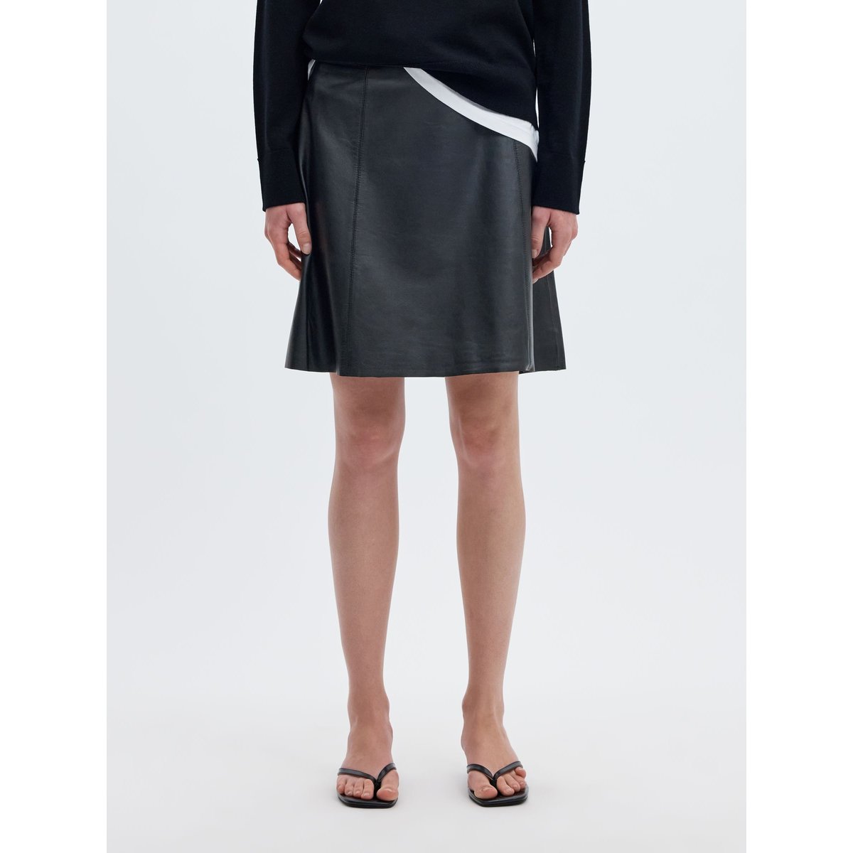 Jupe En Cuir black, SELECTED