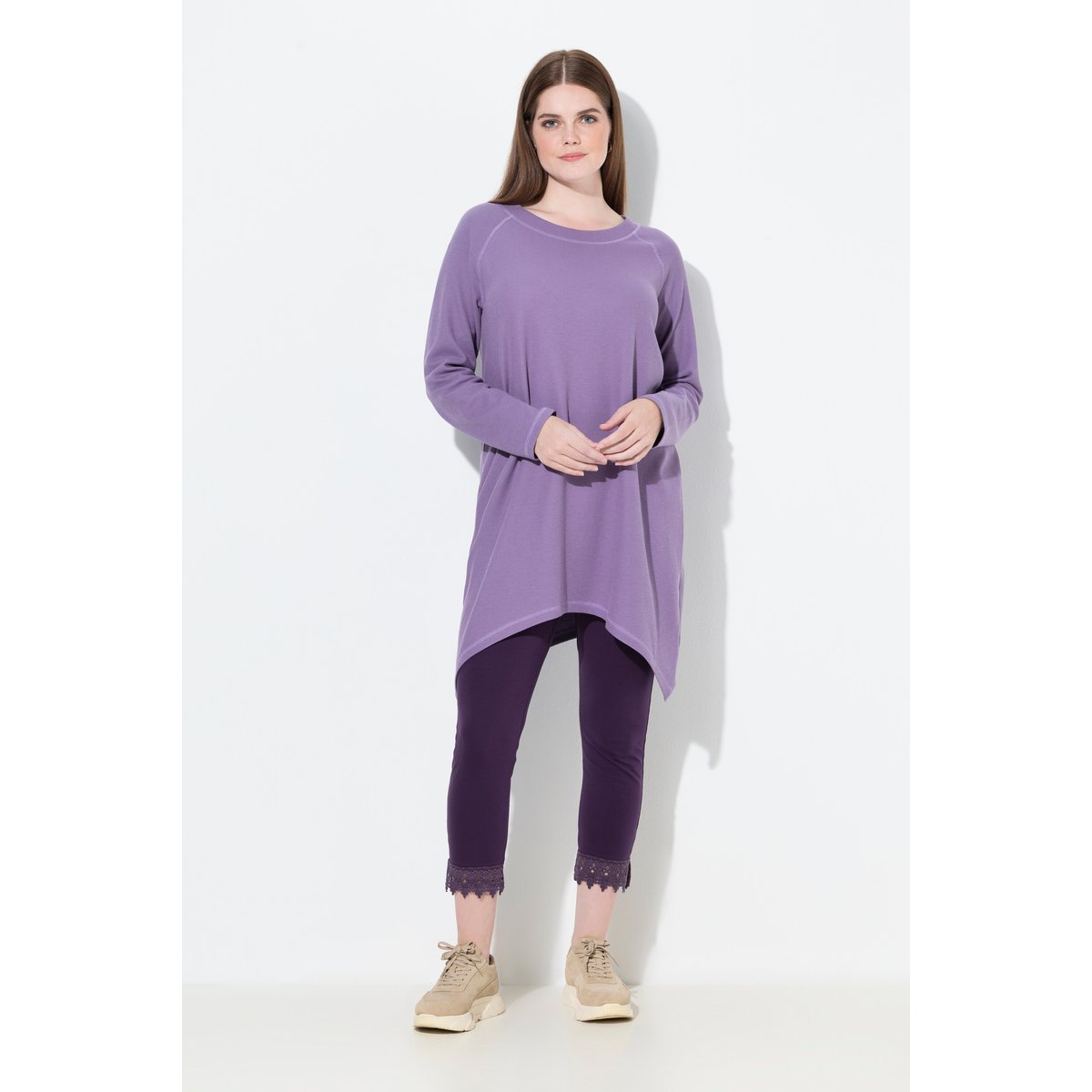 T-shirt en coton bio, piqué texture gaufrée lilas, ULLA POPKEN