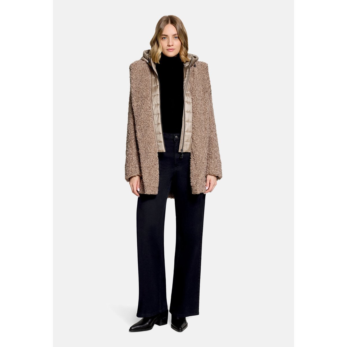 Veste en peluche avec partie veste sans manches amovible marron, AMBER & JUNE