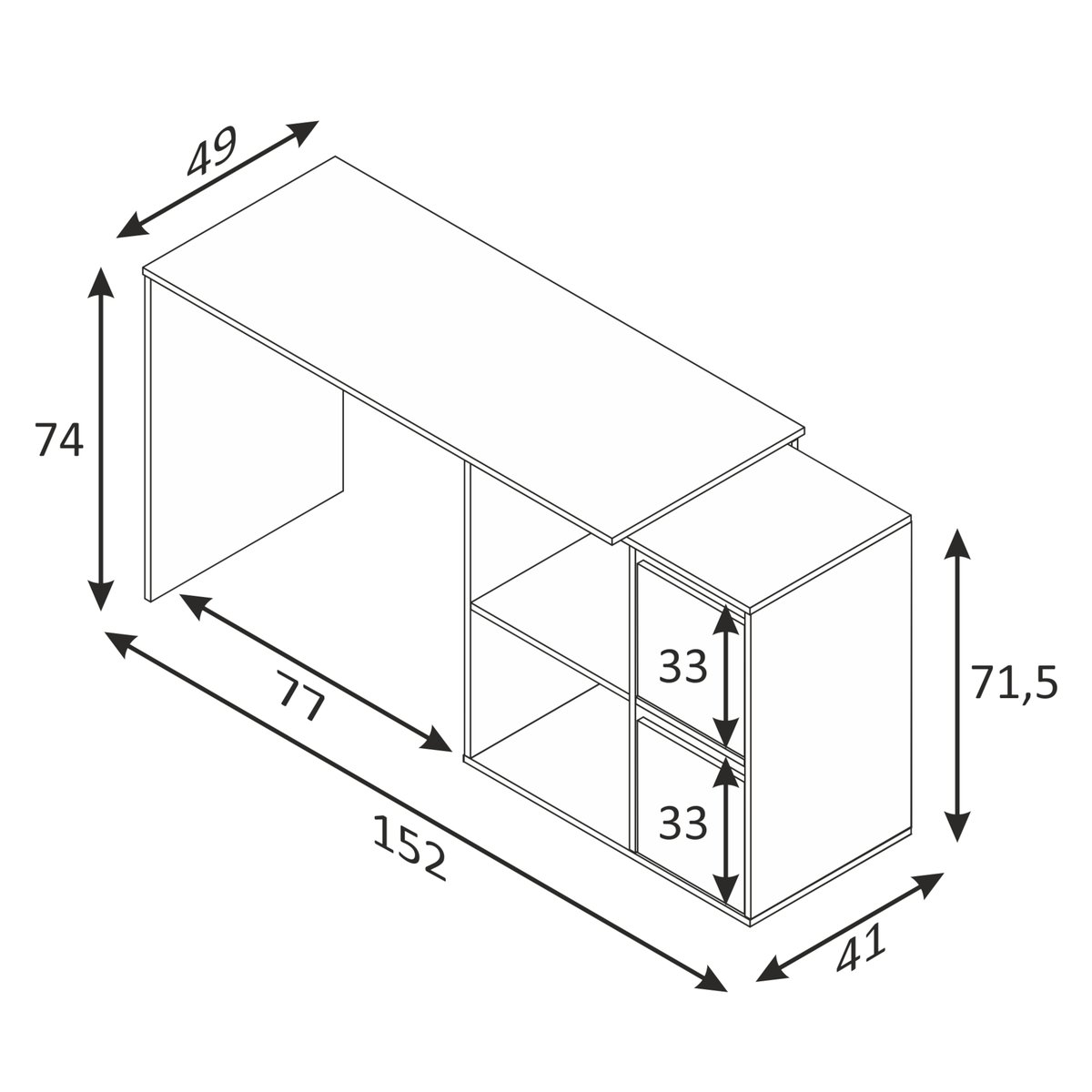 Bureau multiposition avec rangements blanc, TERRE DE NUIT