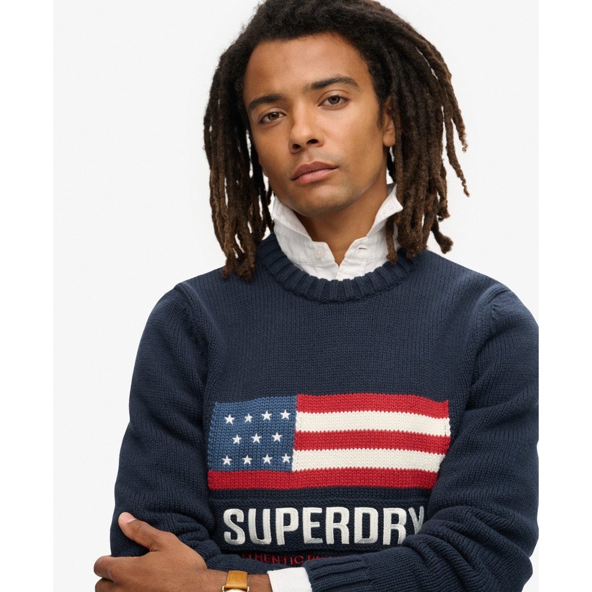 Pull Tricoté Athletic Vintage bleu marine éclipse, SUPERDRY