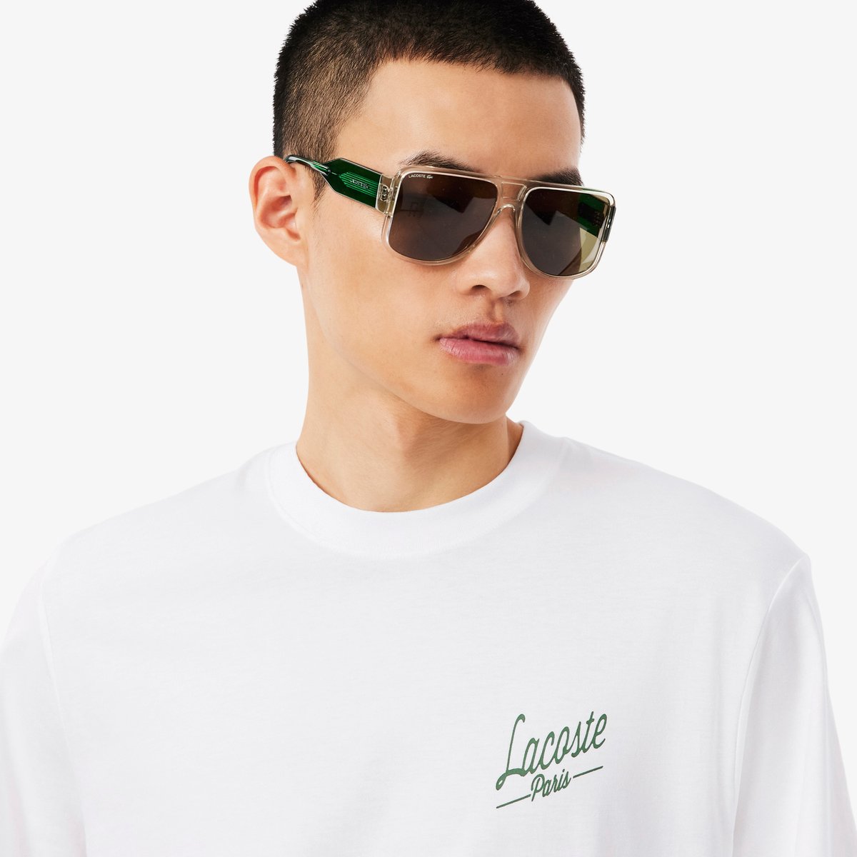 T-shirt jersey imprimé blanc-001, LACOSTE