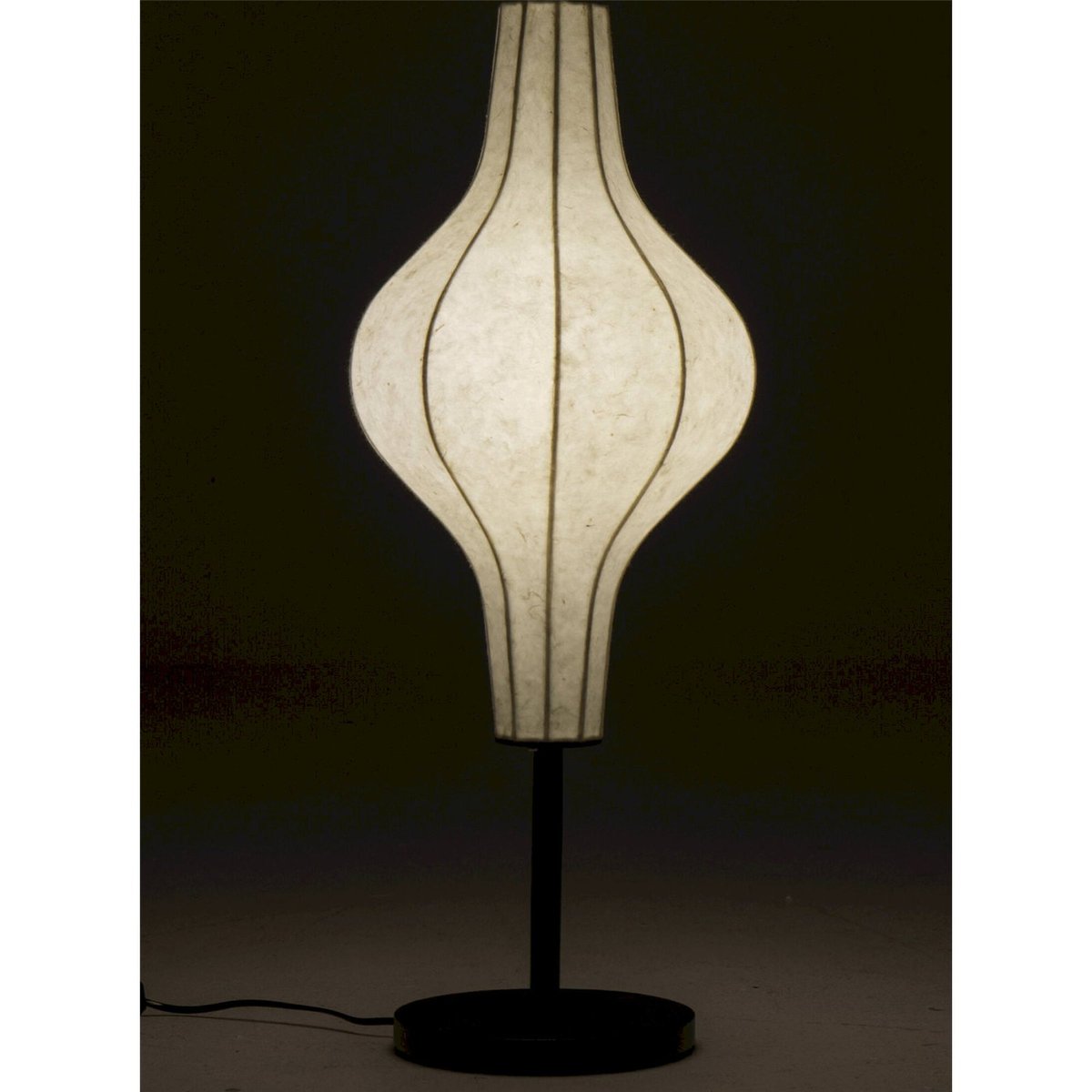 Lampe de table sculpturale en papier naturel et noir, RECOLLECTION
